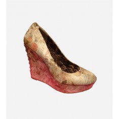 Creme Corsett Floral Wedge Shoes