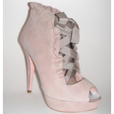 Taupe Suede Peep Toe Platform