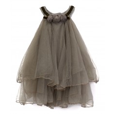Grey Rosette Tulle Dress - Kids