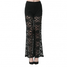 Black Crochet Flare Pants
