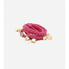 Braided Leather Cord Wrap Gold Charm Bracelet
