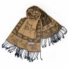 Butterfly & Flower Tassel Ends Scarf