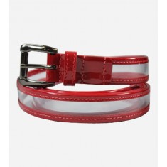 Red Clear Plastic Patent Leather Belt