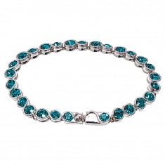 Aquamarine Swarovski® Crystal Round-Cut Link Bracelet