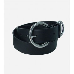 Black Italian Leather Round Buckle Belt