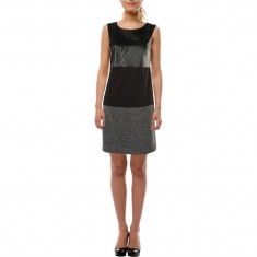Black Faux-Leather Sheath Dress