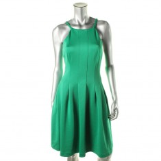 Green Pleated Sleeveless Dress