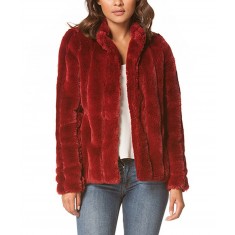 Burgundy Faux-Fur Collared Jacket