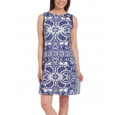 Blue & White Arabesque Sleeveless Dress