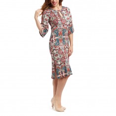 Ivory & Red Paisley Shift Dress