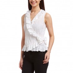 White Ruffle Wrap Top