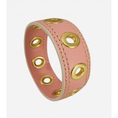 Pink Grommet Leather Bracelet