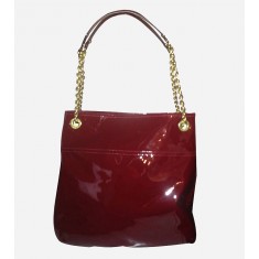 Crimson Red patent Leather Slim Tote Bag