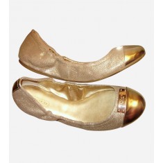 Darsi Gold Lurex Ballet Flats