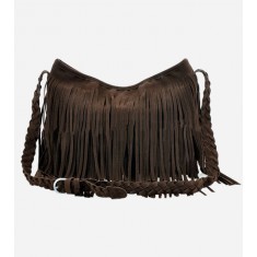Coffee Fringe Tassel Faux Suede Bag