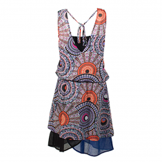 Black & Orange Geometric Blouson Dress