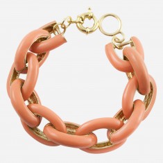Coral Enamel Link Bracelet