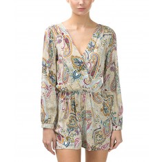 Beige Paisley Surplice Romper