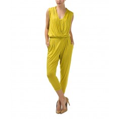 Mustard Drape-Front Surplice Jumpsuit