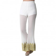Off-White Lace-Hem Flare Pants