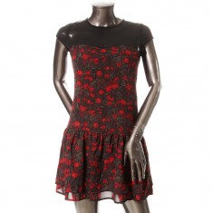 Black & Red Tiered Chiffon Dress 