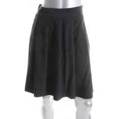 Black Pleated Silk A-line Skirt