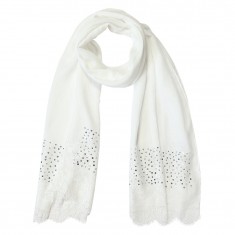 White Lace-Accent Scarf