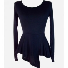 Black Asymmetrical Peplum Top