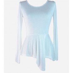 White Asymmetrical Peplum Top