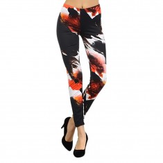 Black & Orange Brushstroke Leggings