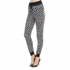 Black & White Dots Contrast Drawstring Joggers