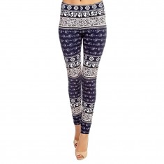 Blue & White Elephant Geo Leggings