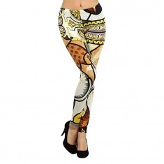 White & Tan Renaissance Pop Art Leggings