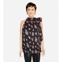 Floral Print Pleated Trapeze Top-Renante