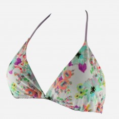 White Floral Swim Separates Top
