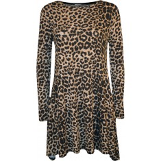 Brown Leopard Print Swing Dress