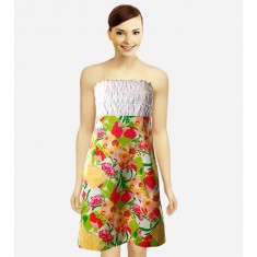 White Top & Floral Print  Dress