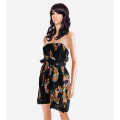 Black Print Swimwear Dress Cover-Up