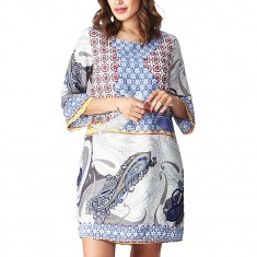Blue Patchwork Shift Dress