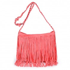 Pink Faux Suede Crossbody Bag