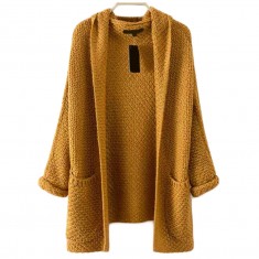Camel Pockets Chunky Knit Coat