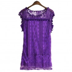 Pompom Lace-Up Mini Sundress