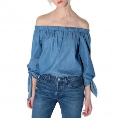 Off-Shoulder Blue Denim Top