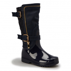 Navy & Gold Quilted Rain Boot