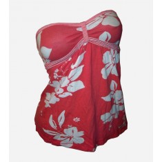 Hibiscus Graphic Strapless Babydoll Top