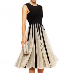 Black & Beige Patchwork Dress