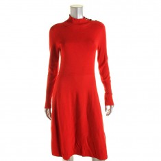 Red Mock Neck Knit Sweaterdress