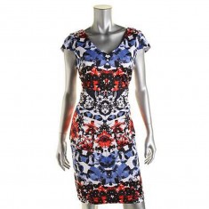 Womens Blue Floral Print Party Dress 