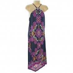 Navy Printed Halter Dress 