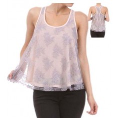Purple Pink Layer Camisole Tank Top Clubbing Blouse